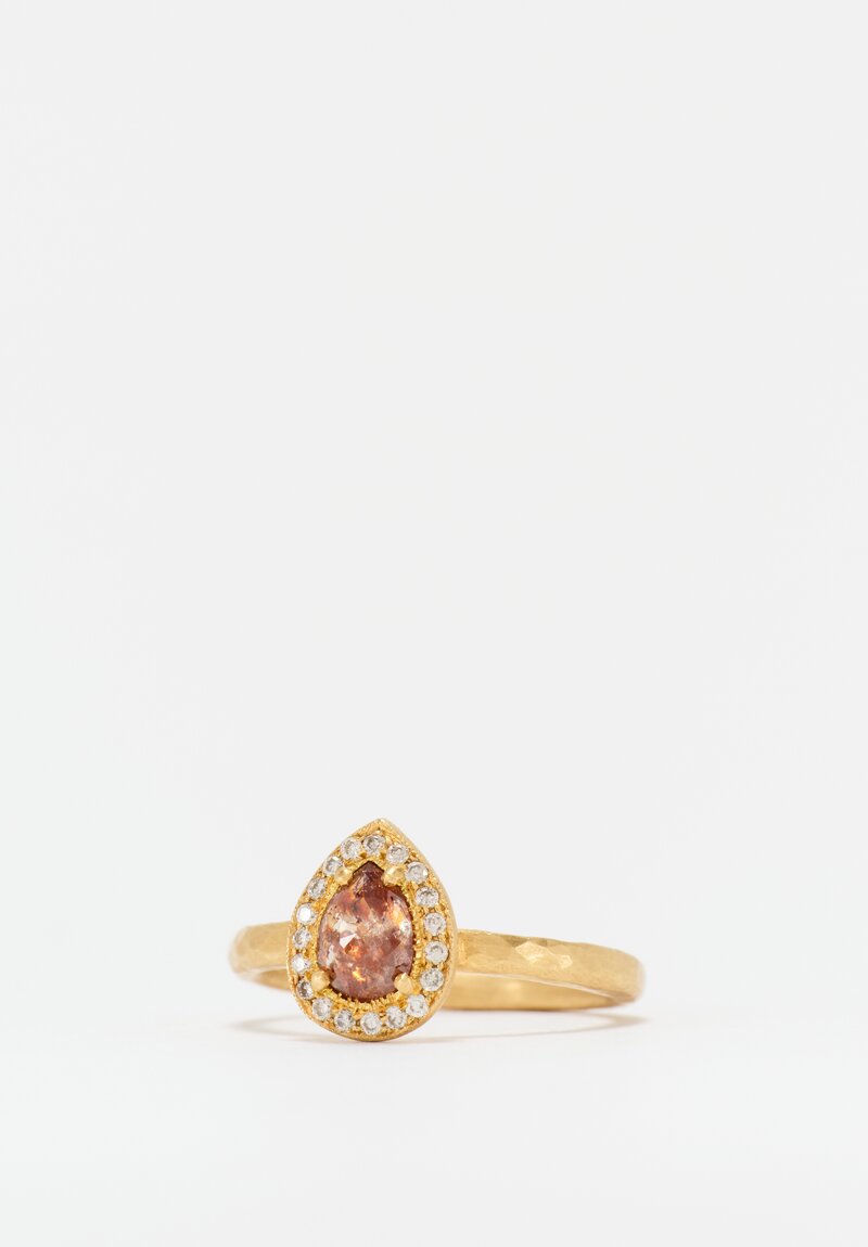 Yasuko Azuma 18k, Orange Diamond Halo Ring