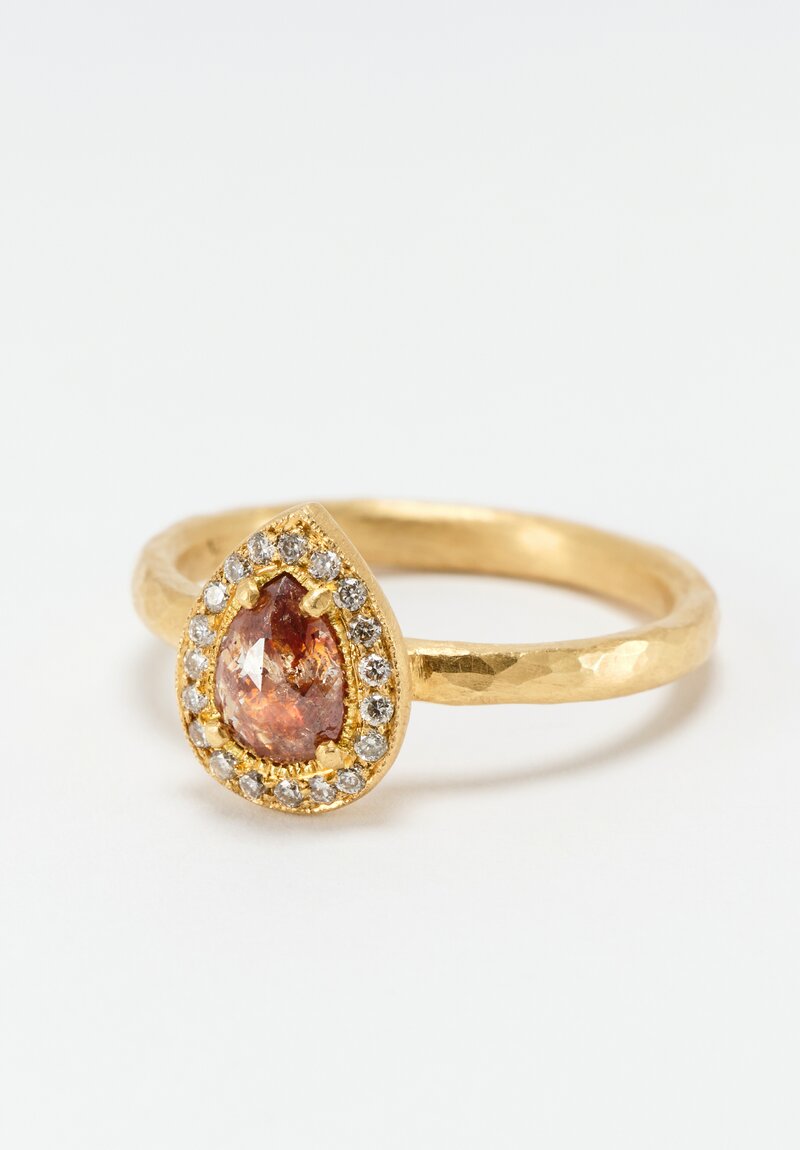 Yasuko Azuma 18k, Orange Diamond Halo Ring