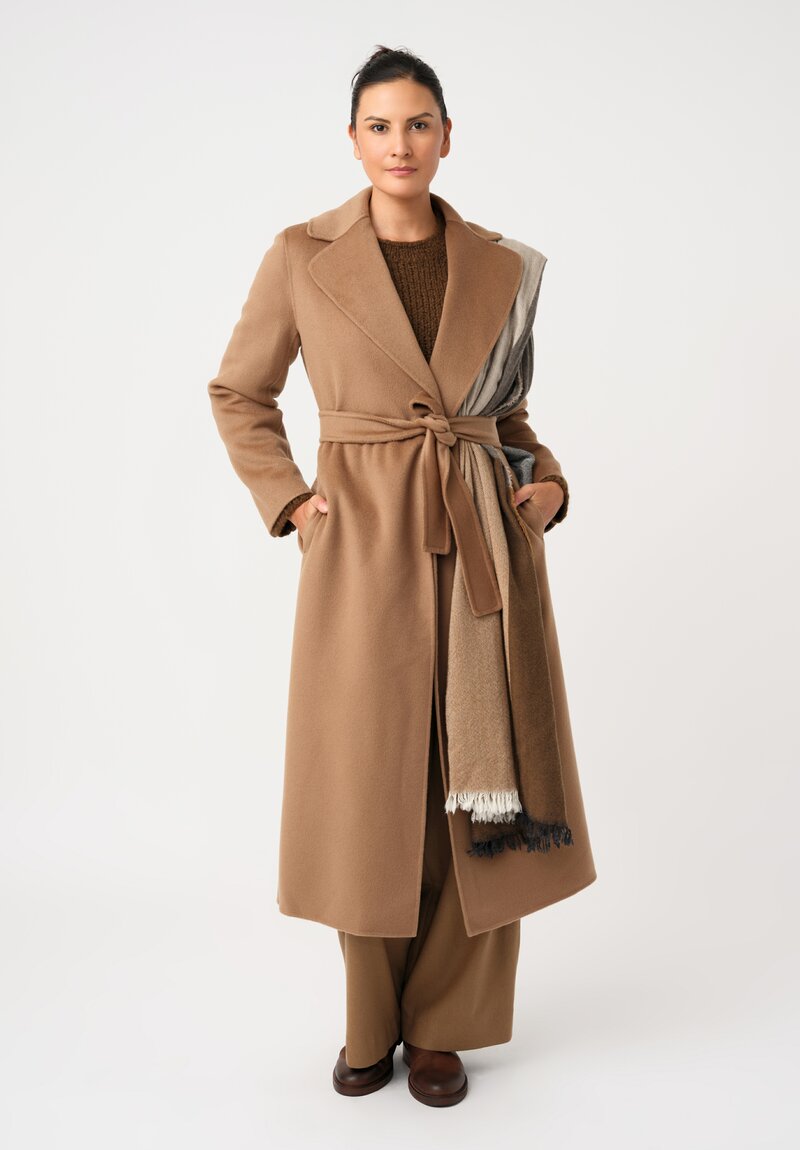 'S Max Mara Wide-Leg Pleated Pants with Pockets in Khaki Brown