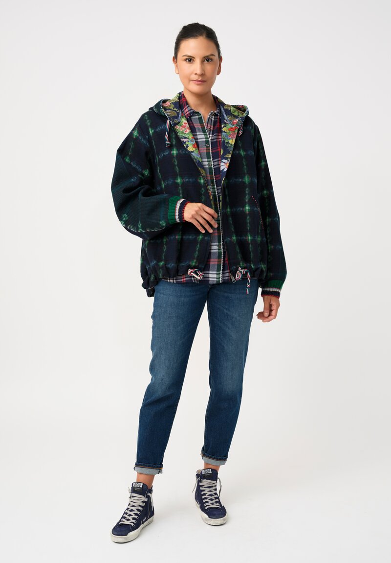 Péro Shibori/Floral Reversible Hoodie