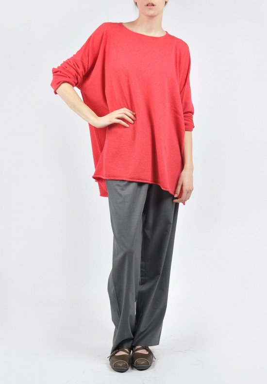 Eskandar A-Line Batau Neck Long Sweater in Ibis