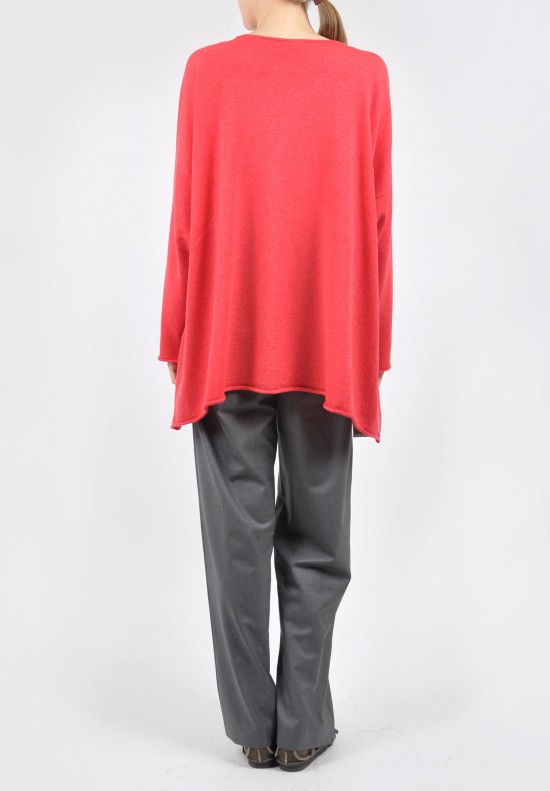 Eskandar A-Line Batau Neck Long Sweater in Ibis