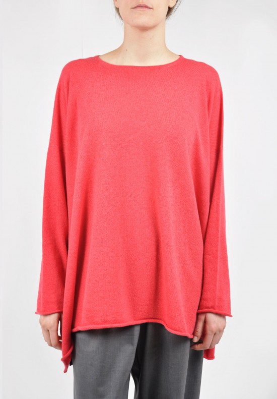 Eskandar A-Line Batau Neck Long Sweater in Ibis