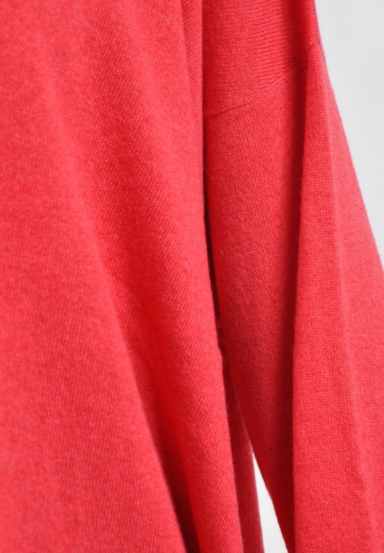 Eskandar A-Line Batau Neck Long Sweater in Ibis