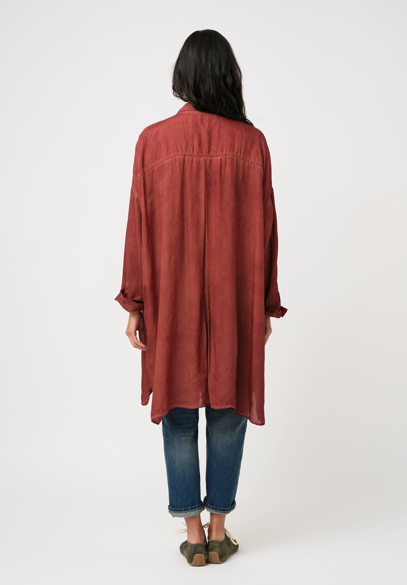 Rundholz DIP Garment Dyed Button-Down Tunic in Crab Red