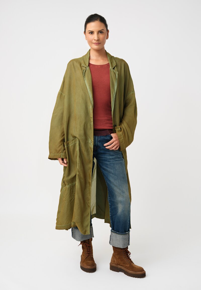 Rundholz DIP Overydyed Sheen Finish Duster with Exaggerated Back Slit