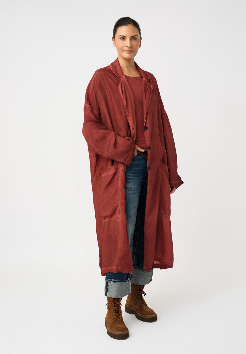 Rundholz DIP Overydyed Sheen Finish Duster with Exaggerated Back Slit