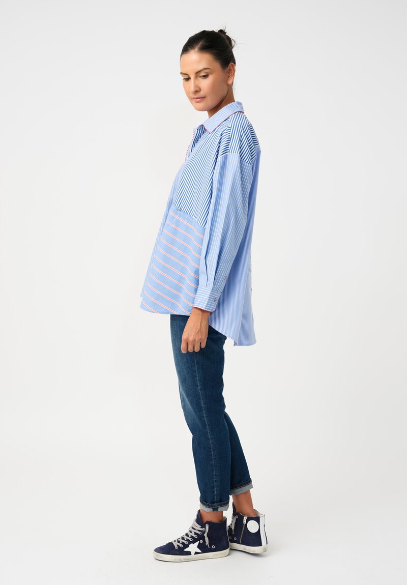 Péro Cotton Hand-Made Striped Button Down Top