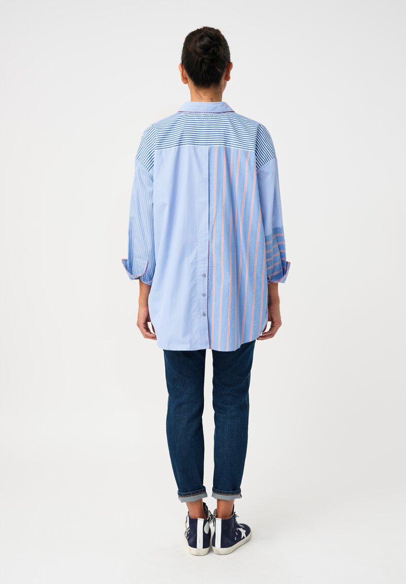 Péro Cotton Hand-Made Striped Button Down Top