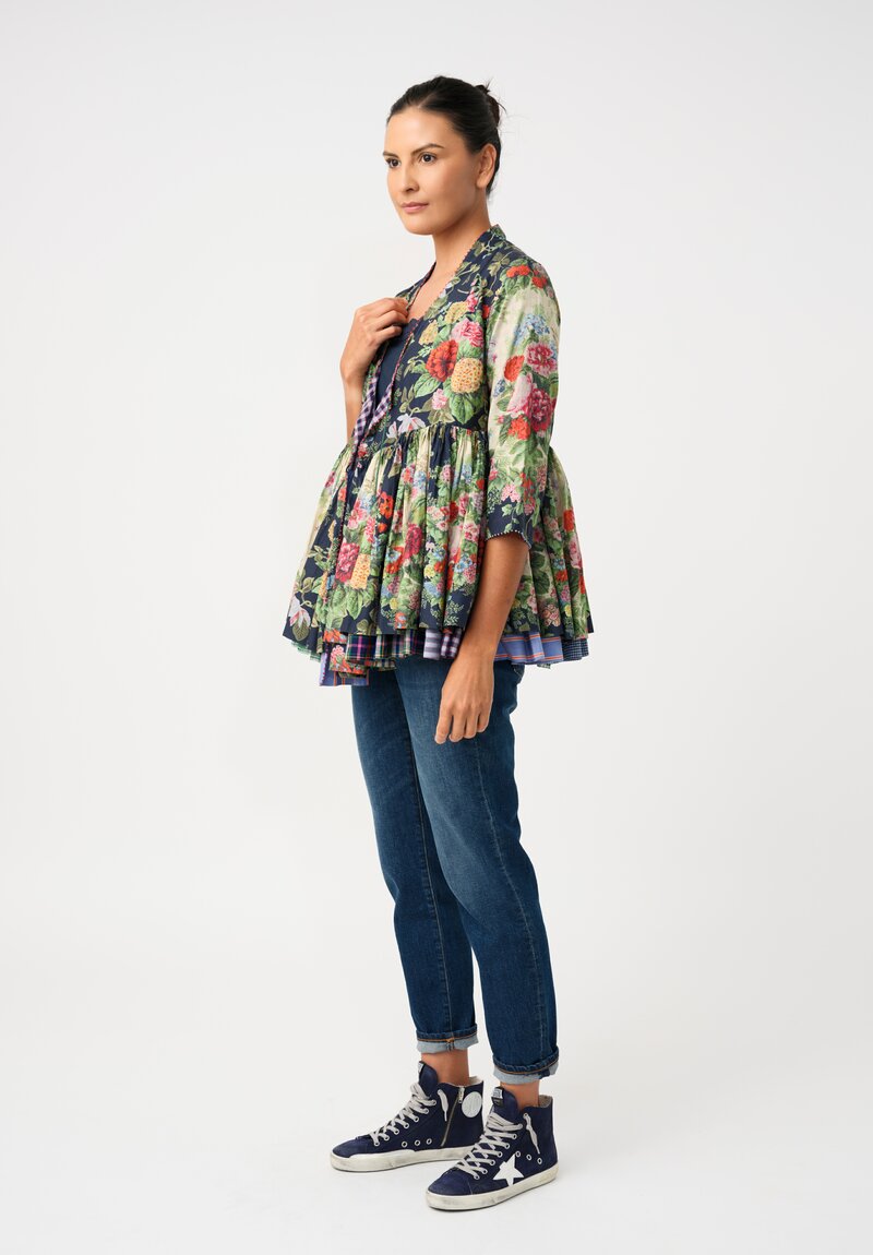 Péro Silk? Blend Peonies Deep-V Gathered Jacket