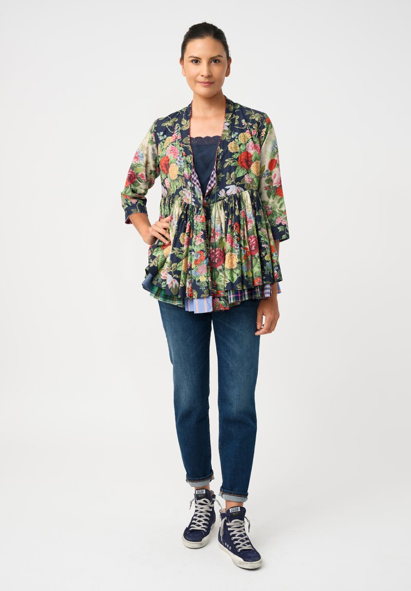 Péro Silk? Blend Peonies Deep-V Gathered Jacket