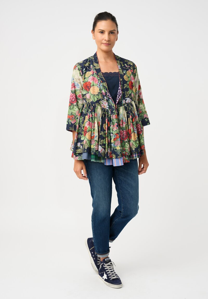 Péro Silk? Blend Peonies Deep-V Gathered Jacket