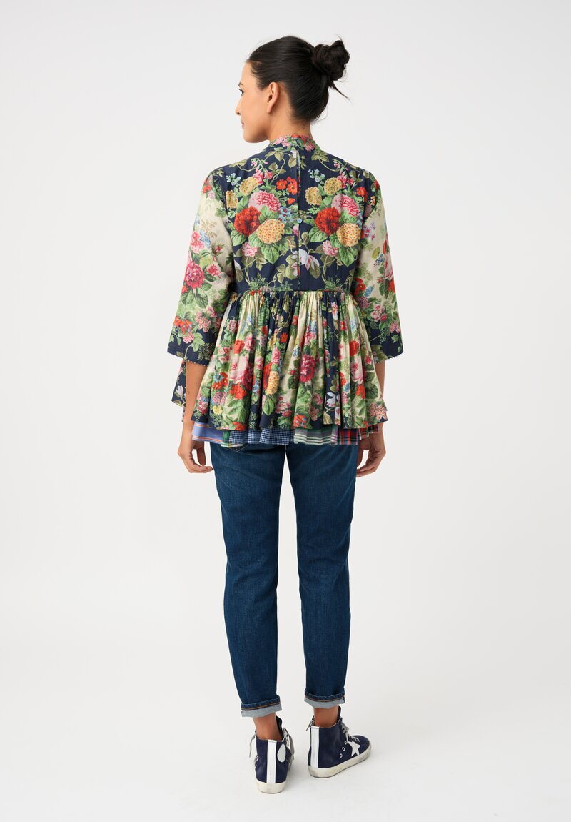 Péro Silk? Blend Peonies Deep-V Gathered Jacket