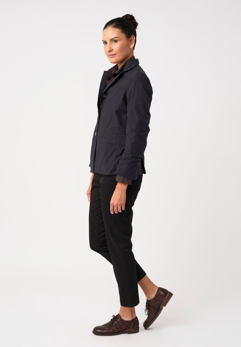 Bergfabel Cotton Twill Notch Lapel Button-Down Giulia Jacket in Navy Blue