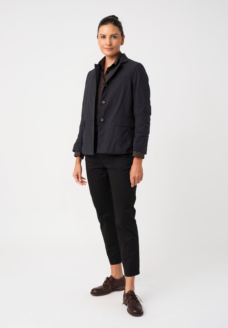 Bergfabel Cotton Twill Notch Lapel Button-Down Giulia Jacket in Navy Blue