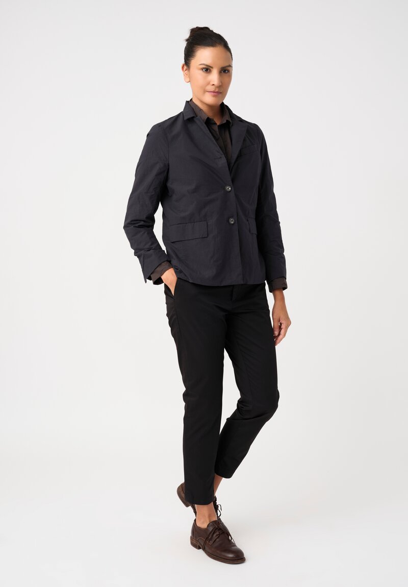 Bergfabel Cotton Twill Notch Lapel Button-Down Giulia Jacket in Navy Blue