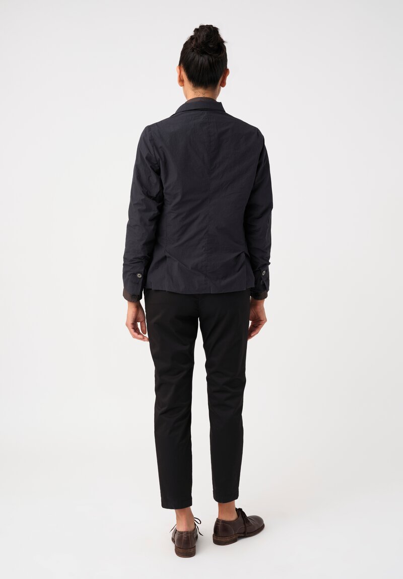 Bergfabel Cotton Twill Notch Lapel Button-Down Giulia Jacket in Navy Blue