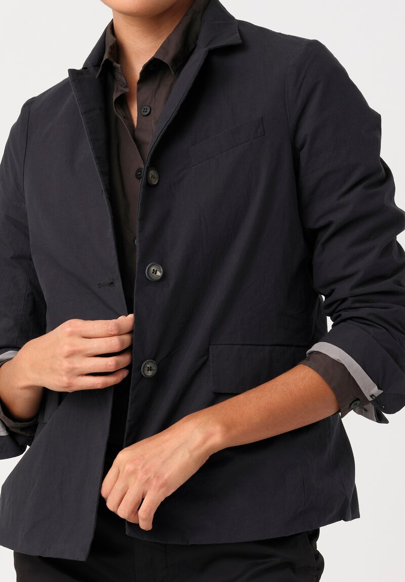 Bergfabel Cotton Twill Notch Lapel Button-Down Giulia Jacket in Navy Blue