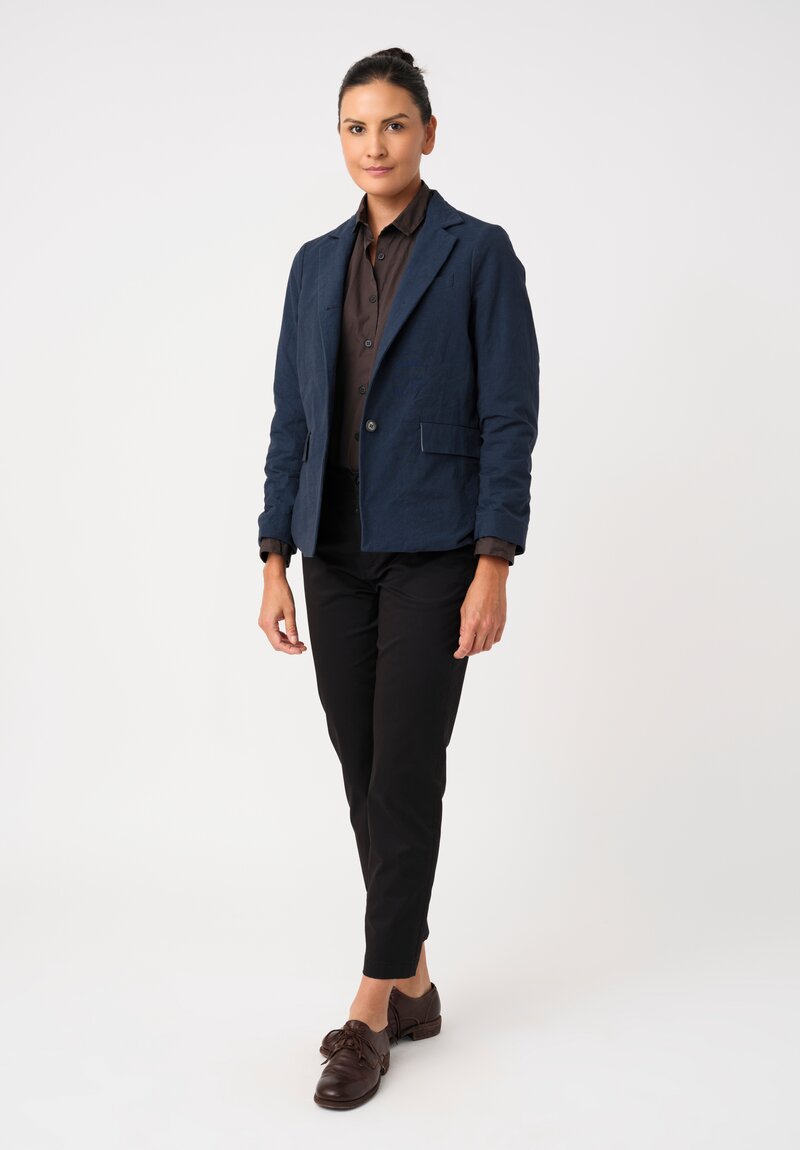 Bergfabel Cotton Twill Notch Lapel Button-Down Giulia Jacket in Pacific Ocean Blue