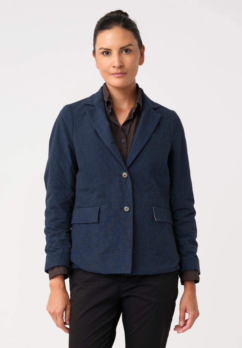 Bergfabel Cotton Twill Notch Lapel Button-Down Giulia Jacket in Pacific Ocean Blue