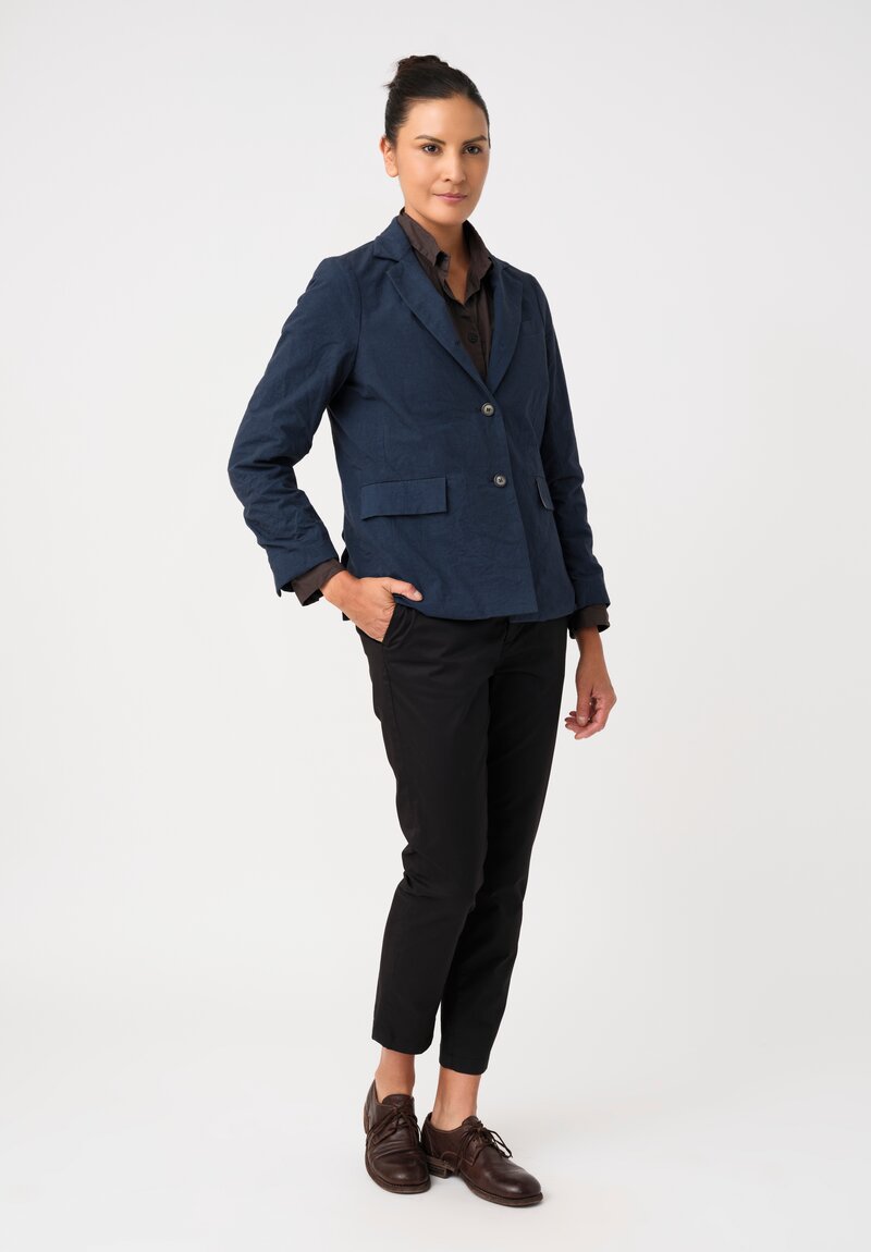 Bergfabel Cotton Twill Notch Lapel Button-Down Giulia Jacket in Pacific Ocean Blue