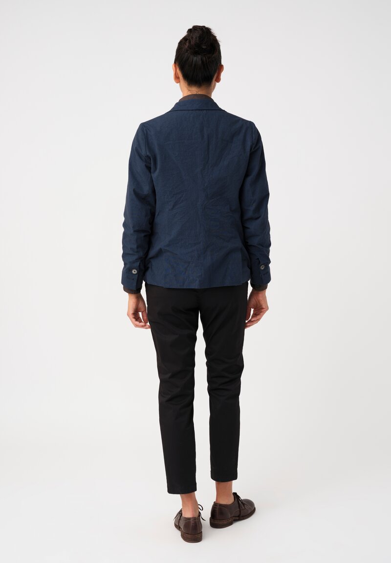 Bergfabel Cotton Twill Notch Lapel Button-Down Giulia Jacket in Pacific Ocean Blue