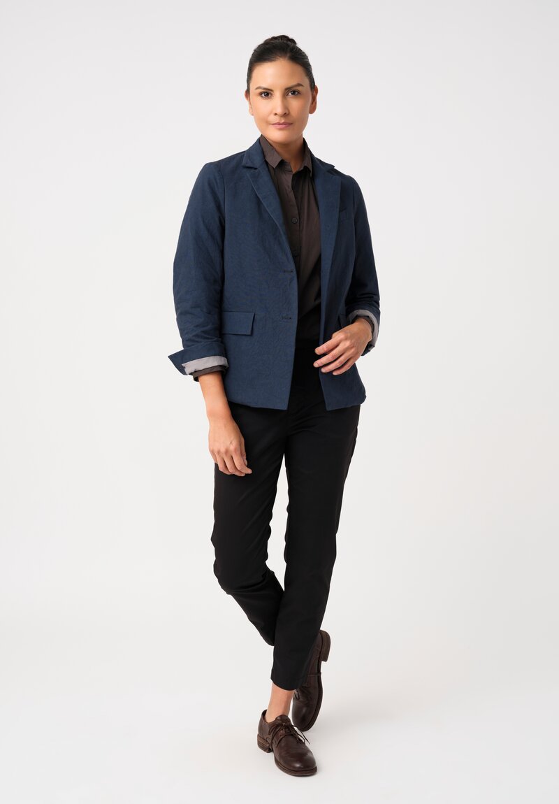 Bergfabel Cotton Twill Notch Lapel Button-Down Giulia Jacket in Pacific Ocean Blue