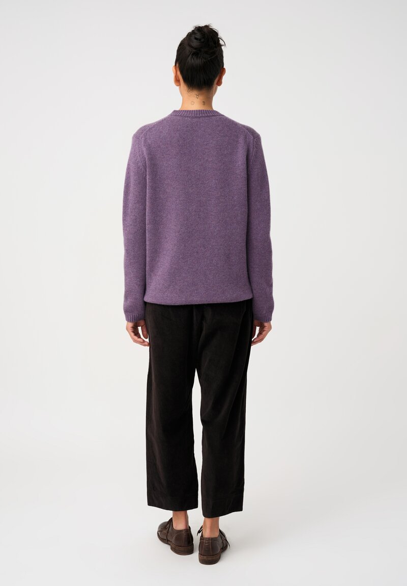 Bergfabel Cashmere Button-Down Crew Neck Cardigan in Heather Purple