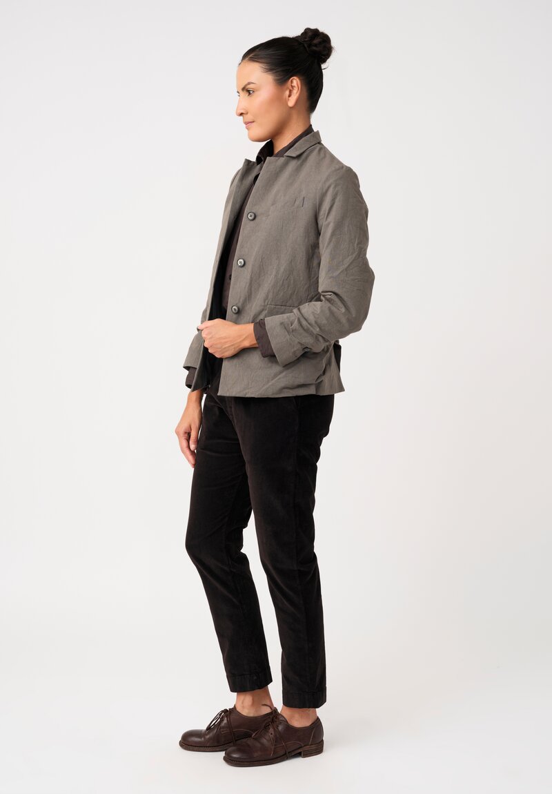 Bergfabel Cotton Twill Notch Lapel Button-Down Giulia Jacket in Muted Grey Green