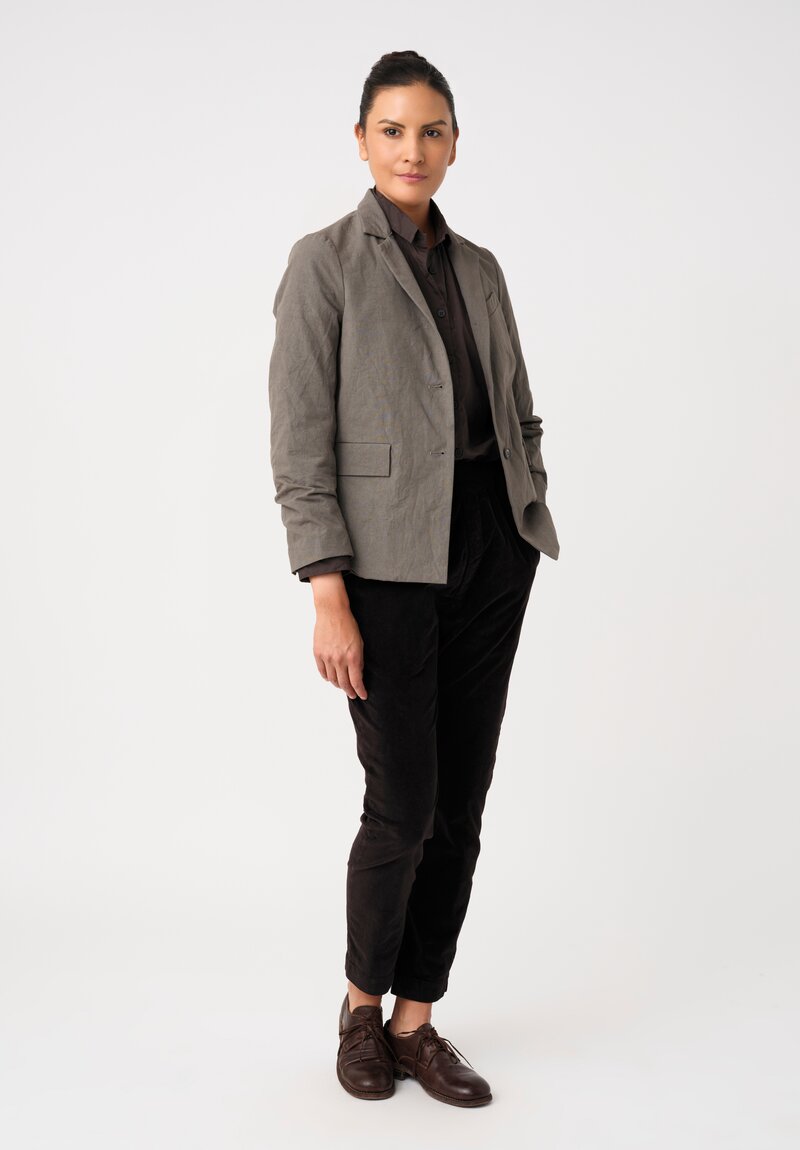 Bergfabel Cotton Twill Notch Lapel Button-Down Giulia Jacket in Muted Grey Green