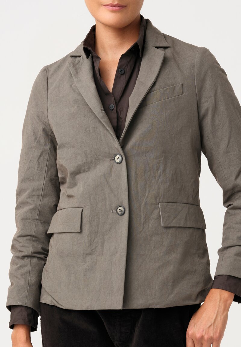 Bergfabel Cotton Twill Notch Lapel Button-Down Giulia Jacket in Muted Grey Green