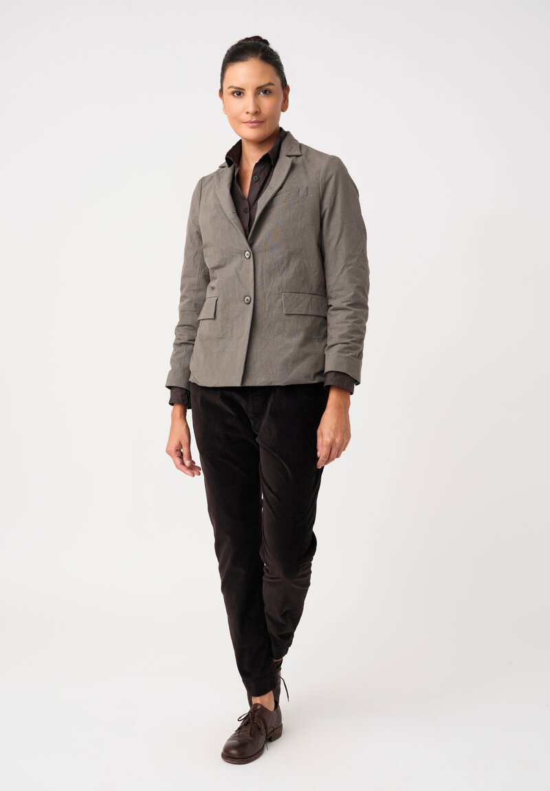 Bergfabel Cotton Twill Notch Lapel Button-Down Giulia Jacket in Muted Grey Green