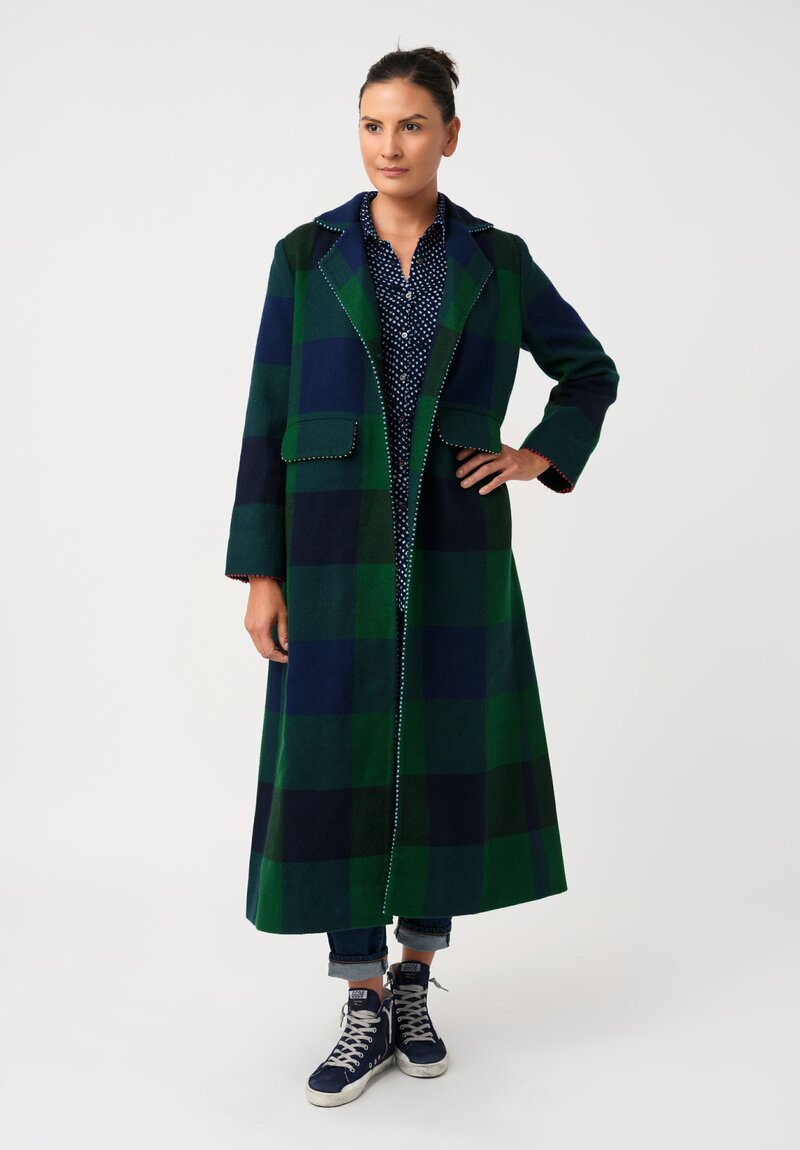 Péro Woven Plaid Double Vent Coat