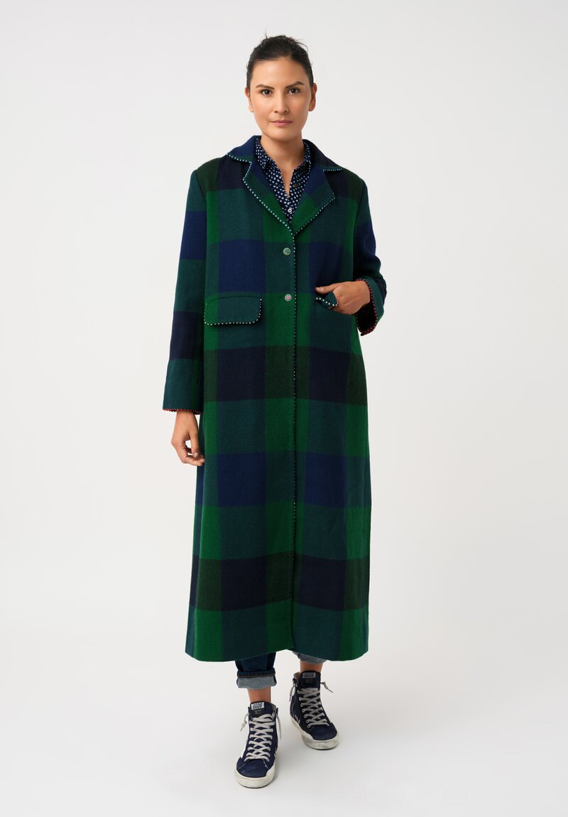 Péro Woven Plaid Double Vent Coat