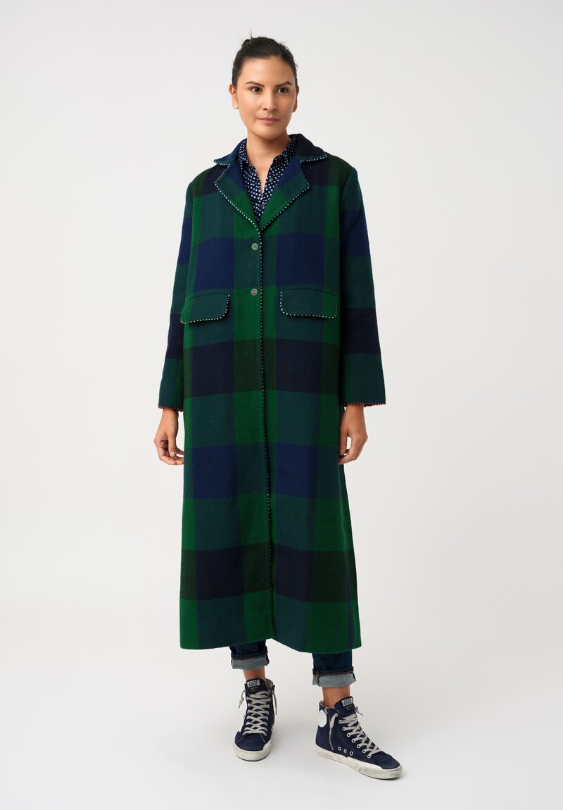 Péro Woven Plaid Double Vent Coat
