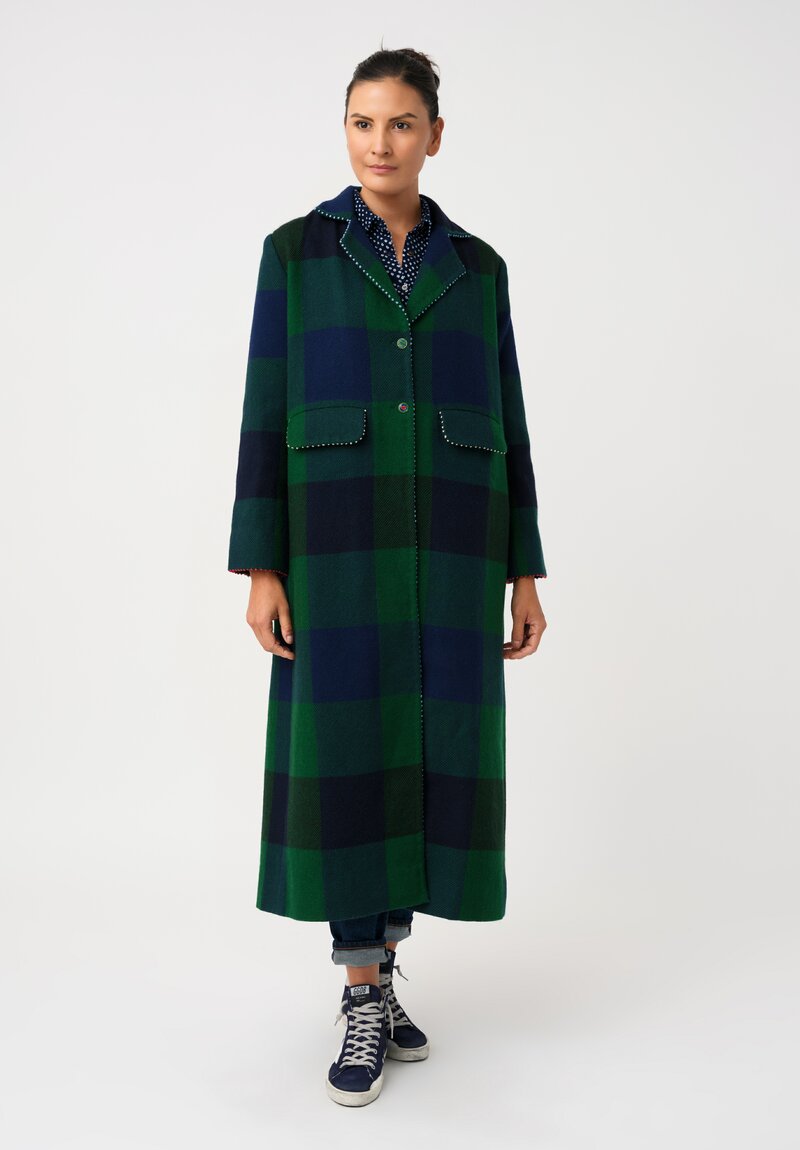 Péro Woven Plaid Double Vent Coat