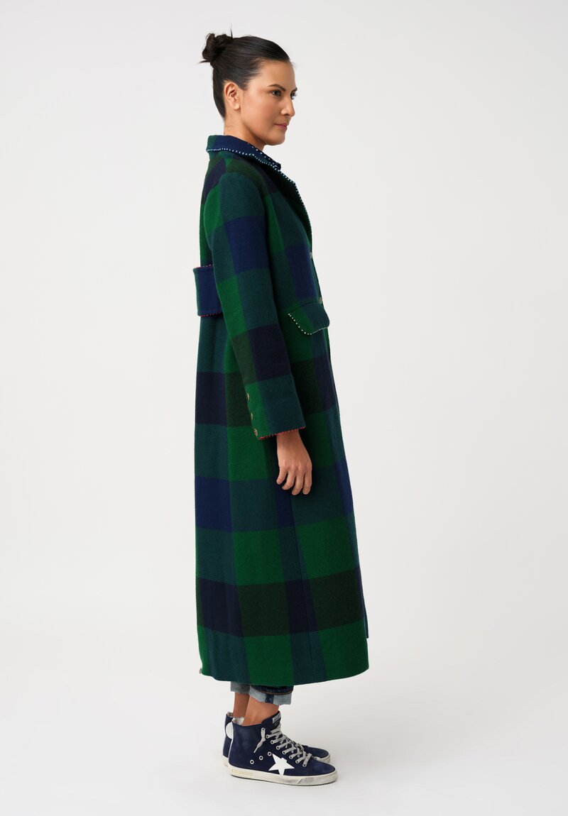 Péro Woven Plaid Double Vent Coat