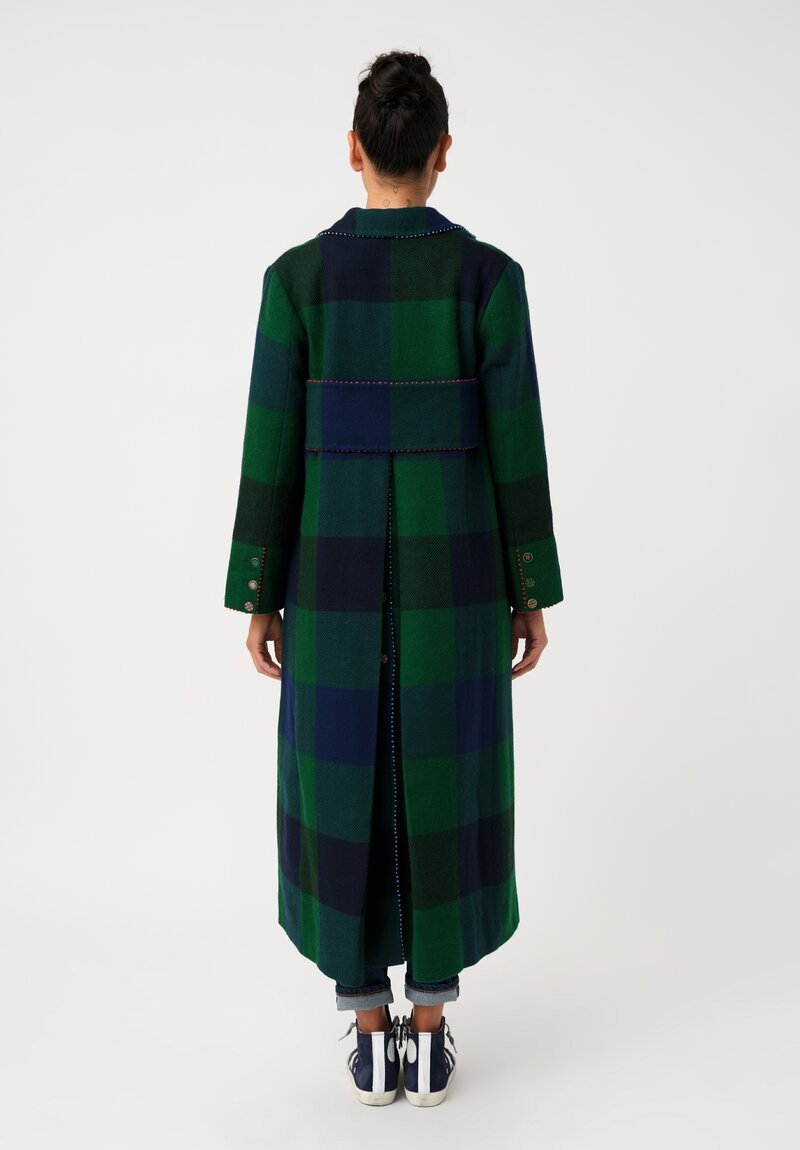 Péro Woven Plaid Double Vent Coat