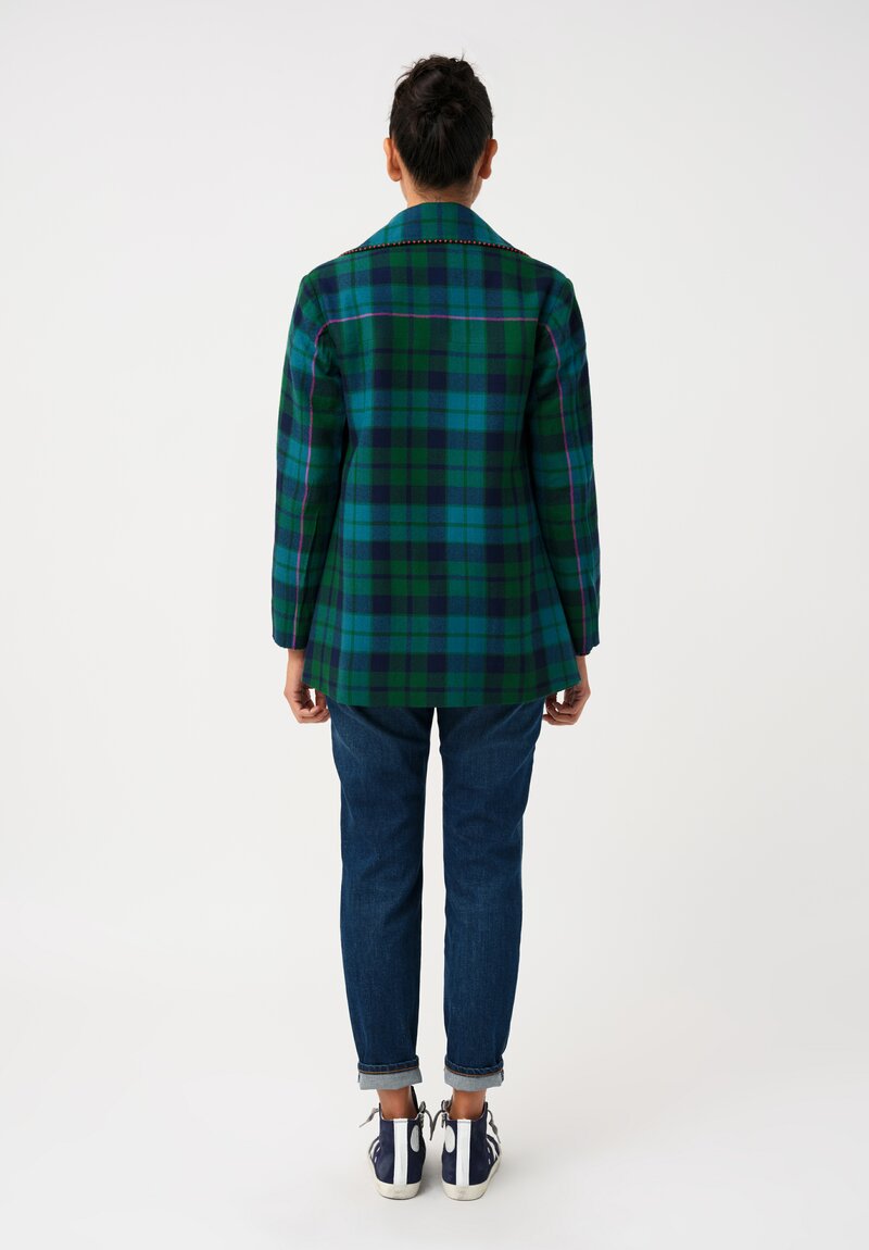 Péro Woven Herringbone & Plaid Reversible Double-Breasted Jacket