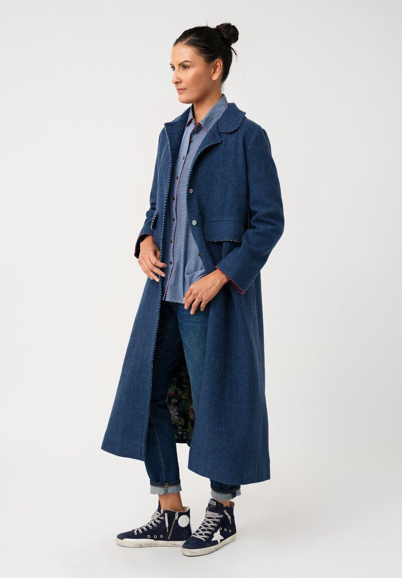 Péro Woven Hand-Knotted Coat with Plaid Double Vent Detail