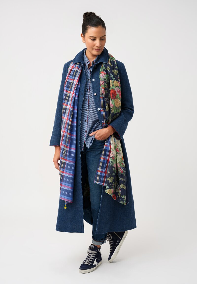 Péro Woven Hand-Knotted Coat with Plaid Double Vent Detail
