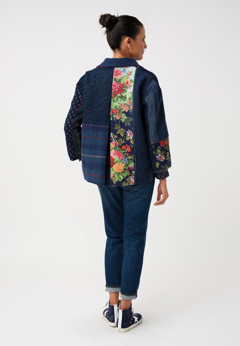 Péro Shibori, Plaid & Floral Paneled Oversized Jacket