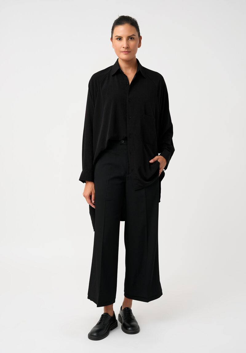 Yohji Yamamoto Vented & Tiered Hem Pants in Black
