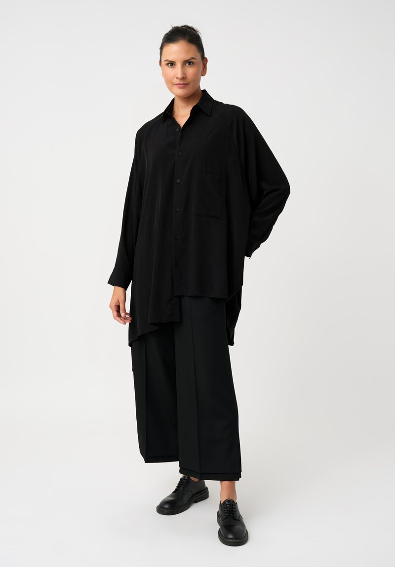 Yohji Yamamoto Vented & Tiered Hem Pants in Black