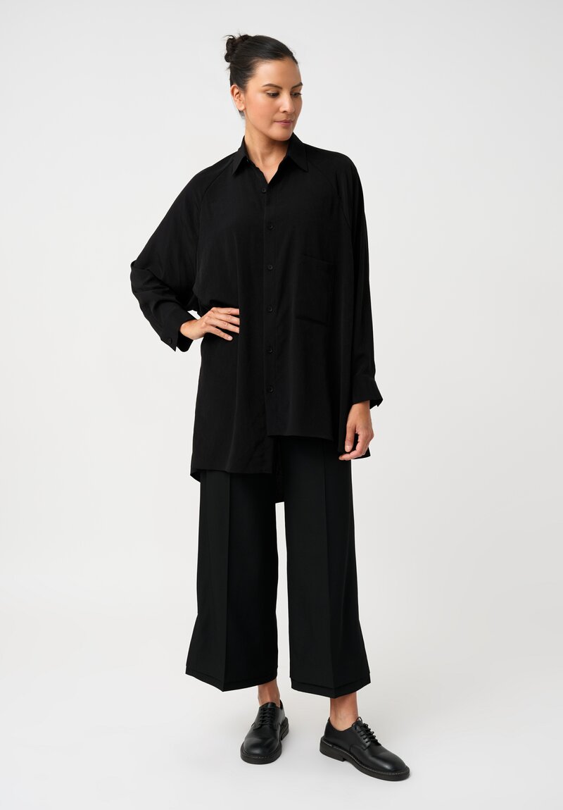 Yohji Yamamoto Vented & Tiered Hem Pants in Black