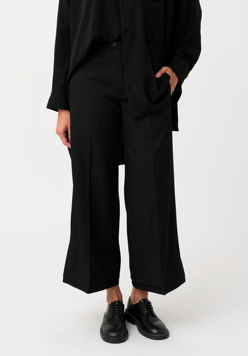 Yohji Yamamoto Vented & Tiered Hem Pants in Black