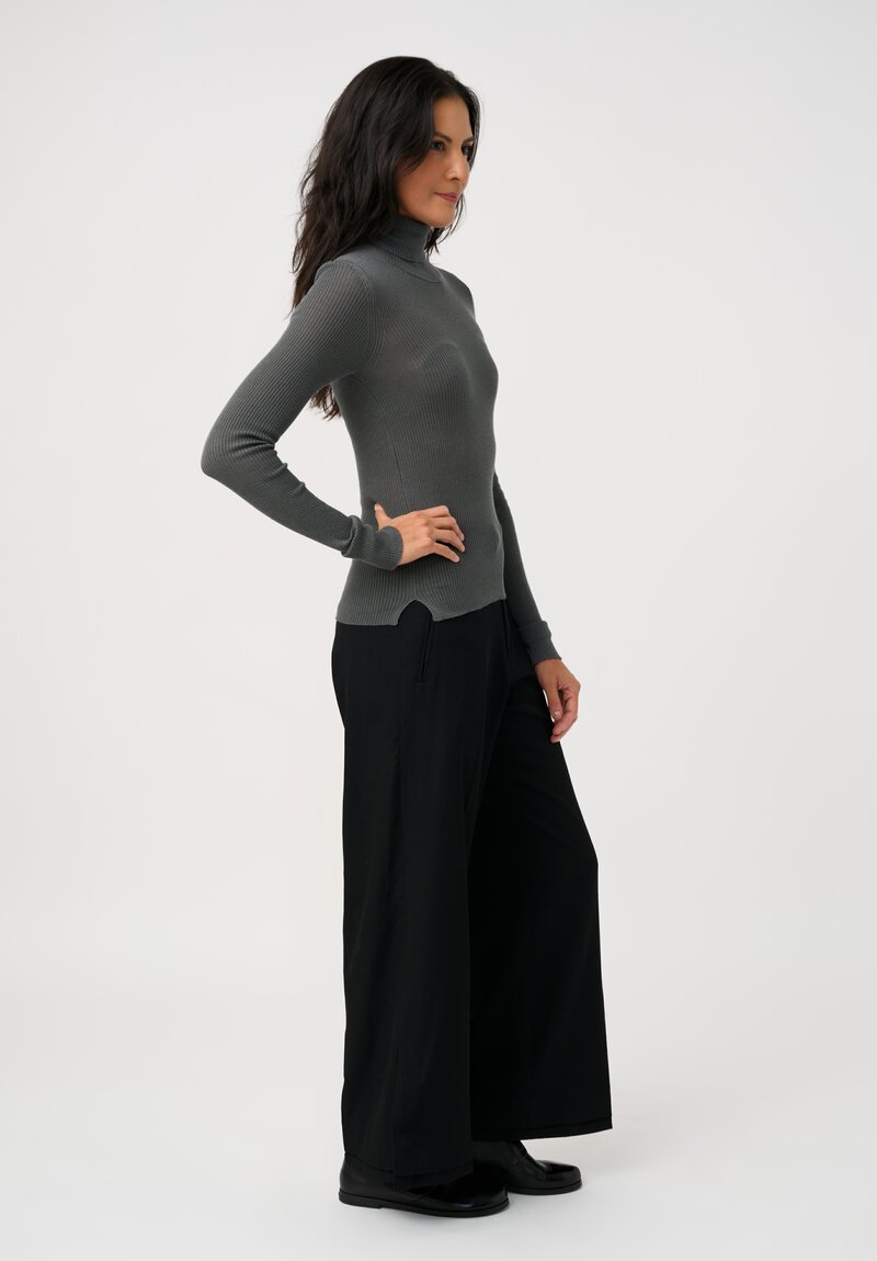Yohji Yamamoto Vented & Tiered Hem Pants in Black
