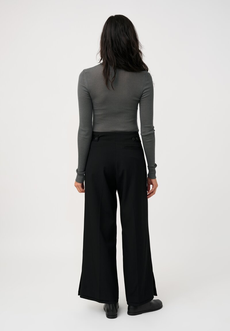 Yohji Yamamoto Vented & Tiered Hem Pants in Black