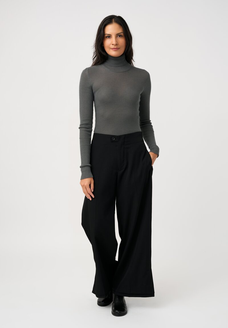 Yohji Yamamoto Vented & Tiered Hem Pants in Black