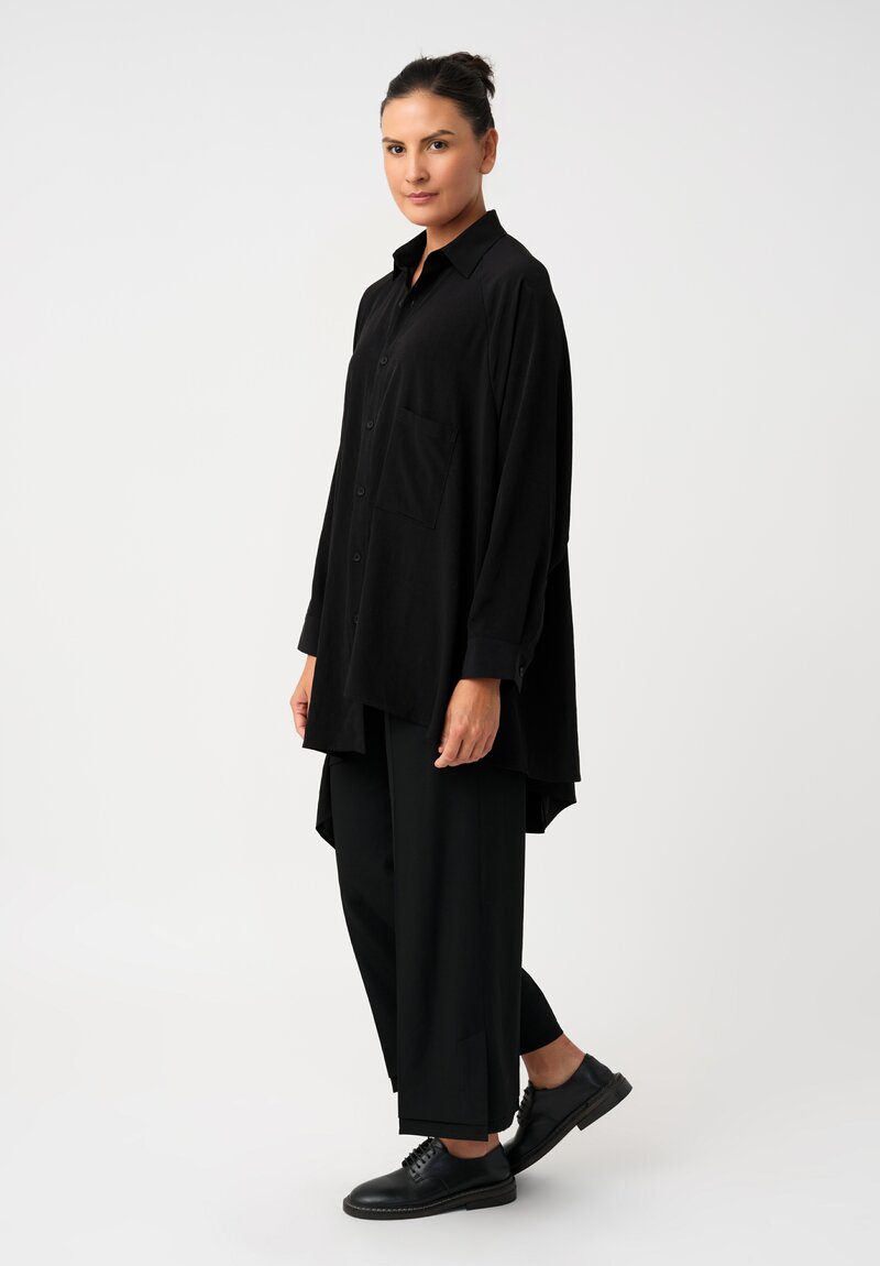 Yohji Yamamoto Raglan Sleeve Asymmetric Hem Button Down Top